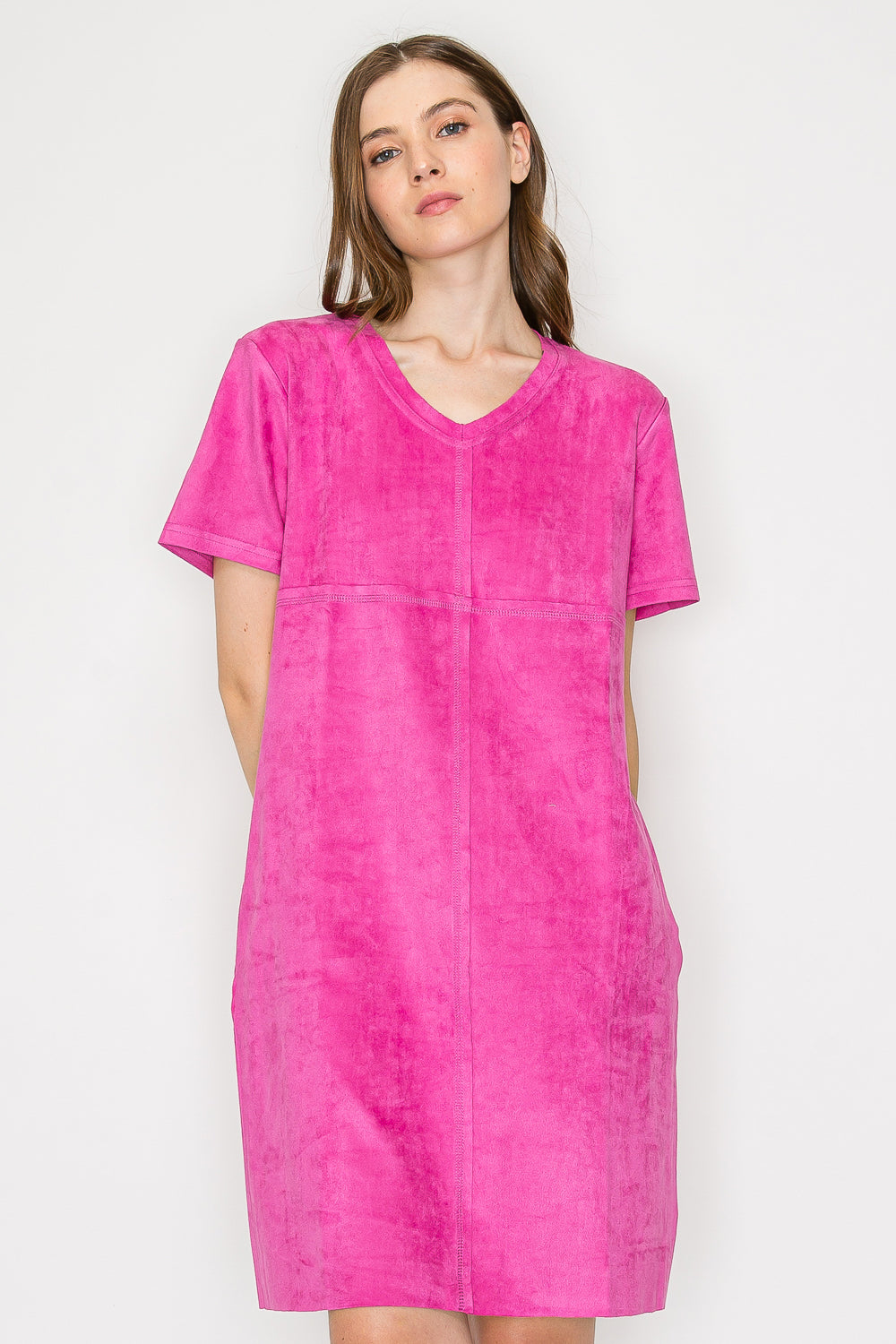 Audrey Suede V Neck with NO Pockets