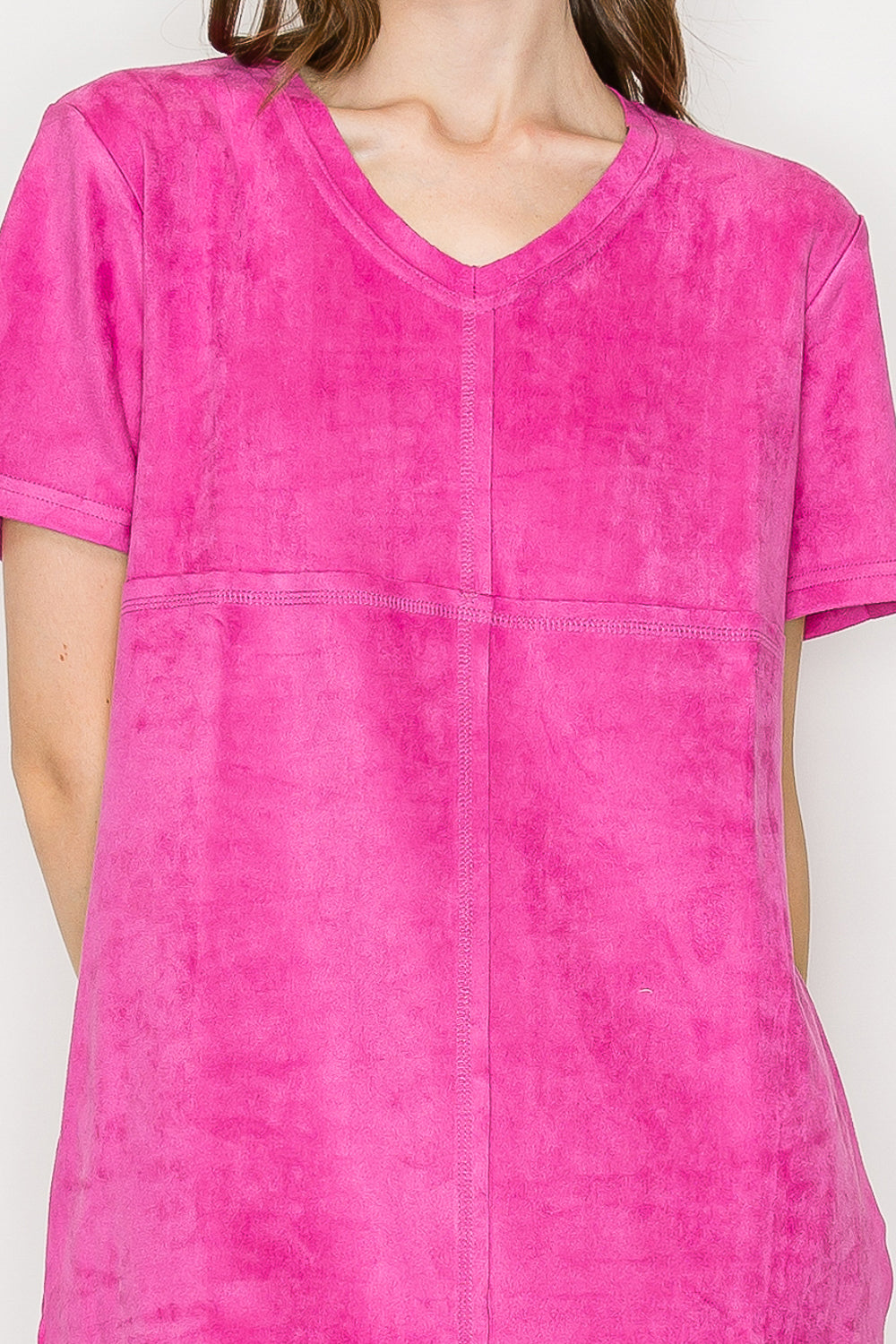 Audrey Suede V Neck with NO Pockets