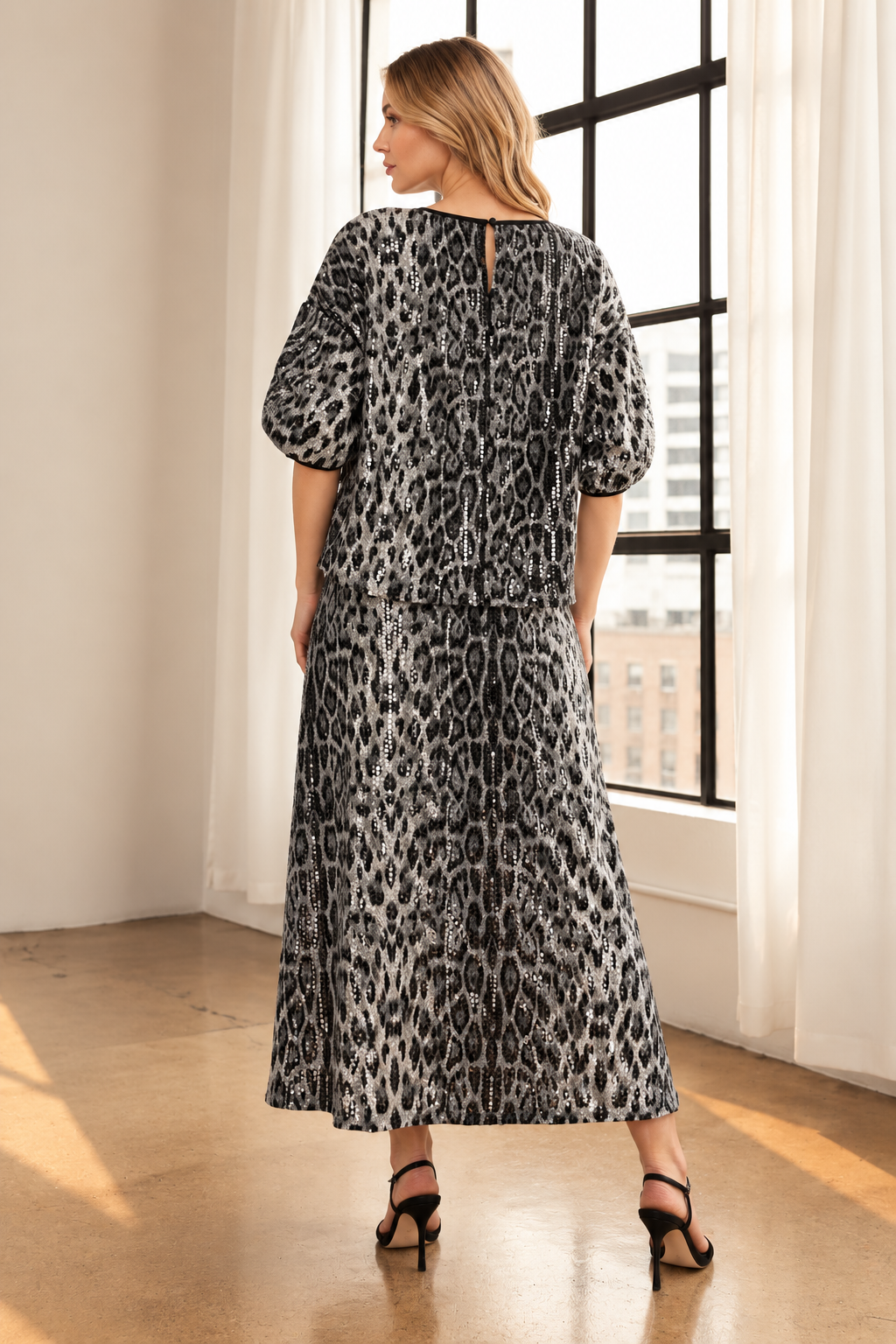 Jessabell Sequin Animal Print Skirt