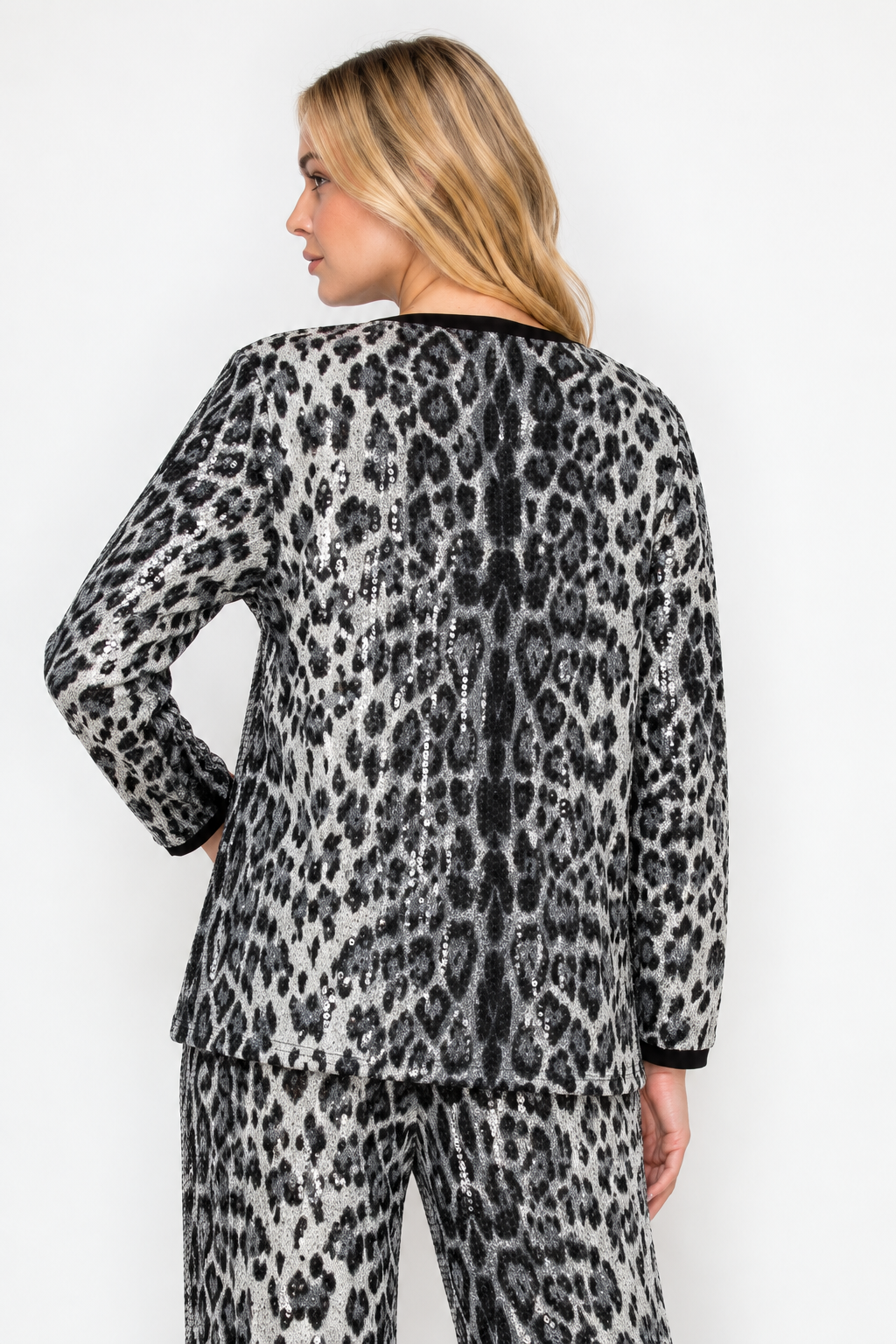 Jaeda Sequin Animal Print Top