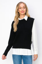 Load image into Gallery viewer, Wyatt Cotton Pleated Shirt with Knitted Sweater