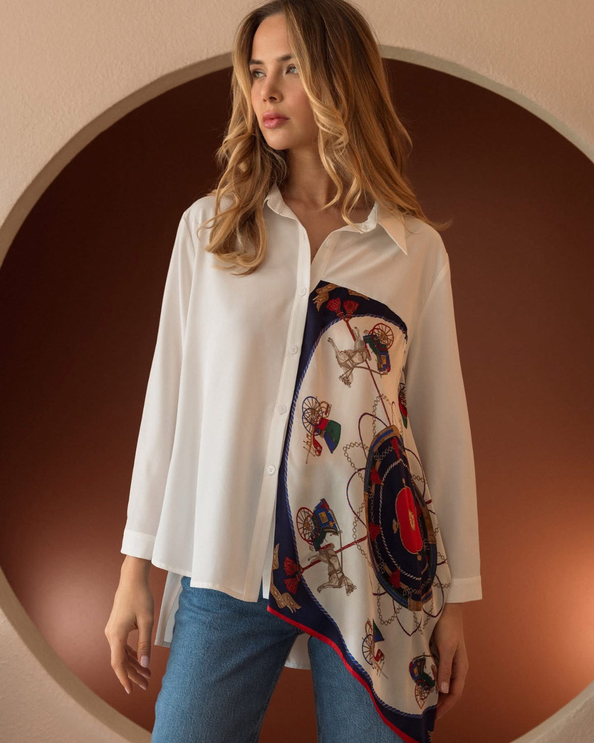 Jess Asymmetric Print Top