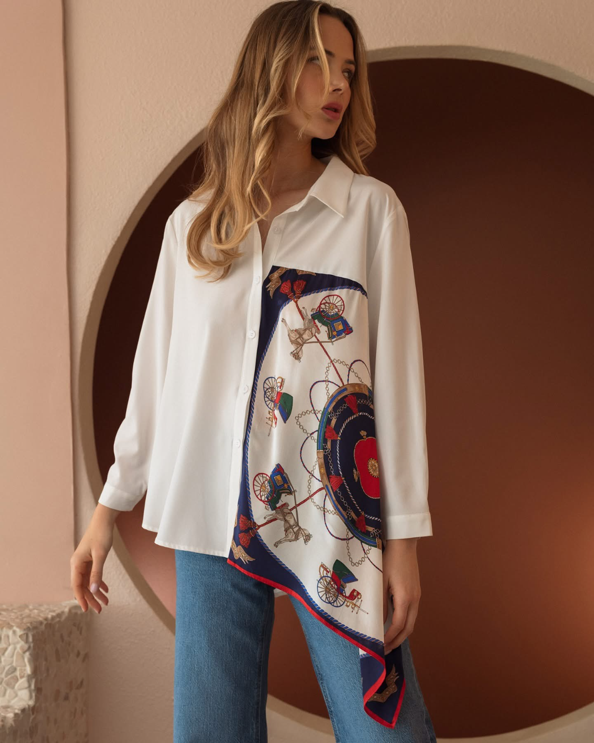 Jess Asymmetric Print Top