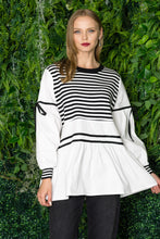 Load image into Gallery viewer, Reva Knitted Stripe Top with Cotton Poplin
