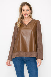 Annabelle Suede Top with Leather