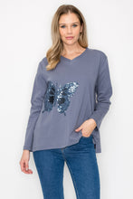 Load image into Gallery viewer, Ricole Top with Sequin Butterfly