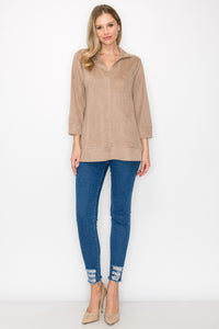 Addison Stretch Suede Top