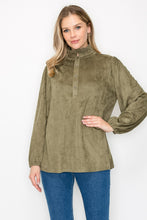 Load image into Gallery viewer, Willabella Suede Top with Ruffled Collar