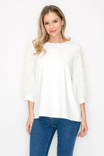 Load image into Gallery viewer, Abby Suede Top with Feathered Sleeves