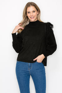 Adilene Knitted Top with Suede Combo