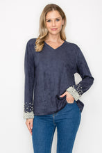 Load image into Gallery viewer, Alani Suede Top with Pearls