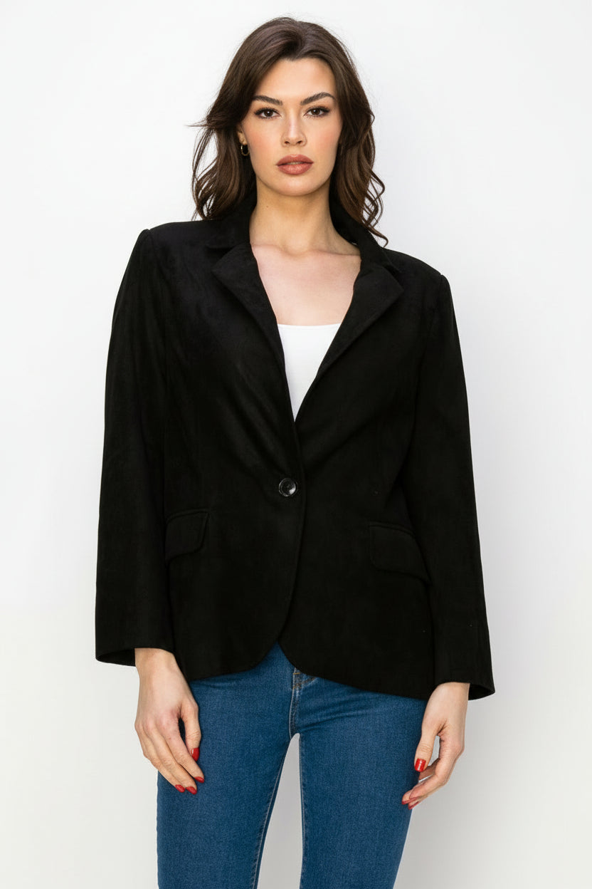 Amy Stretch Suede Blazer Jacket