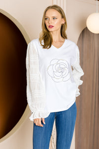 Riley Top with Lace, Embroidery & Pearls