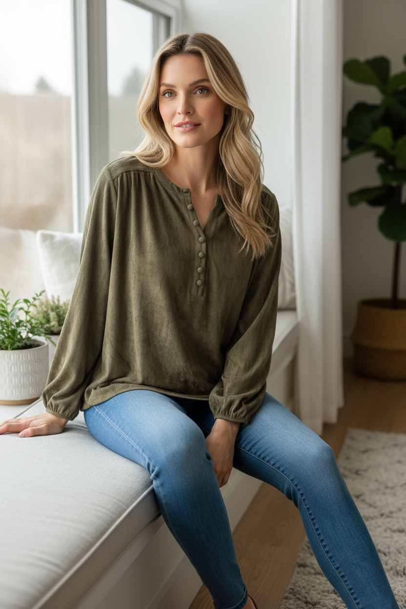 Austin Stretch Suede Top