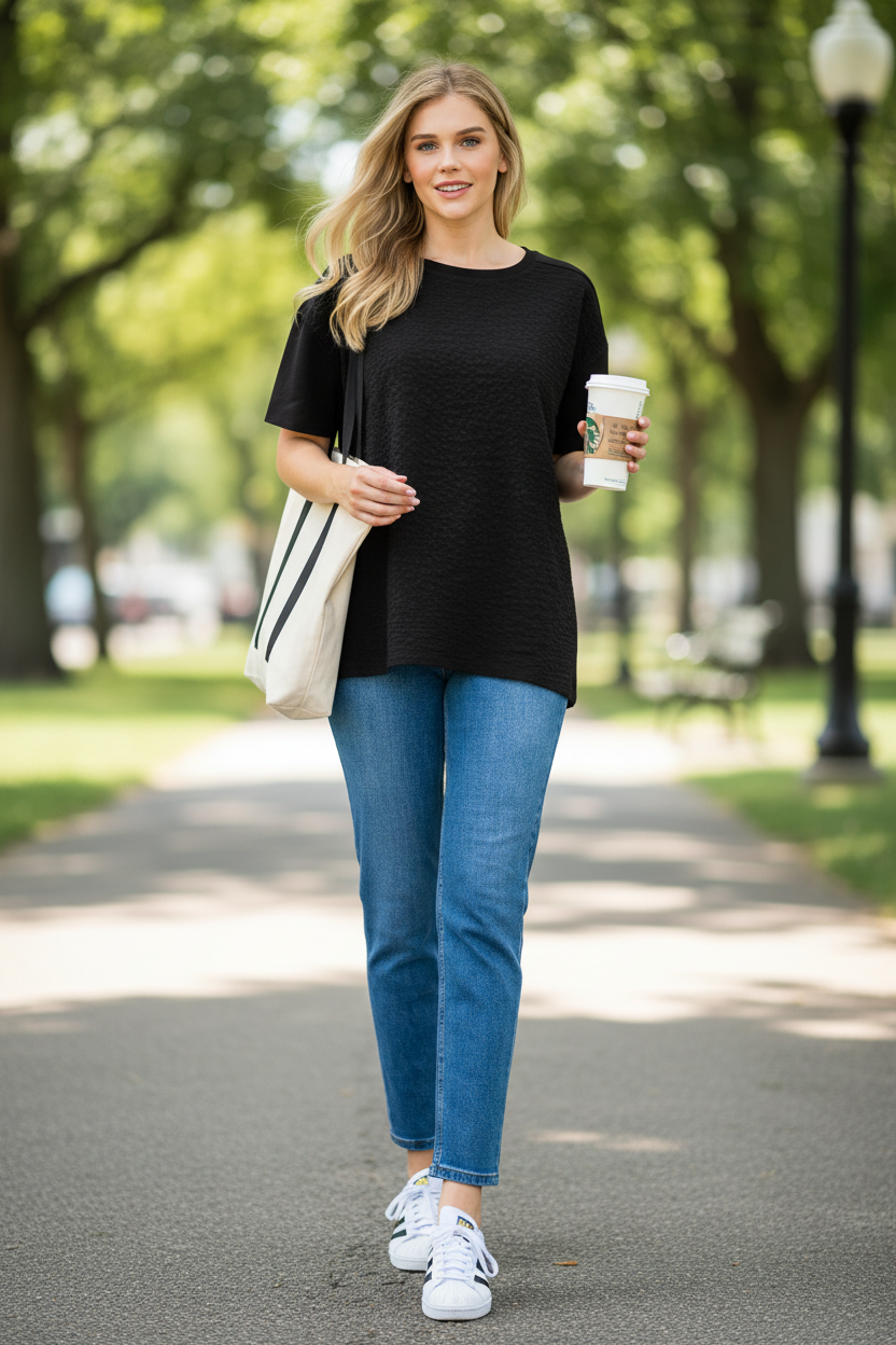 Renae Textured Woven Mixed Pointe Knit Top