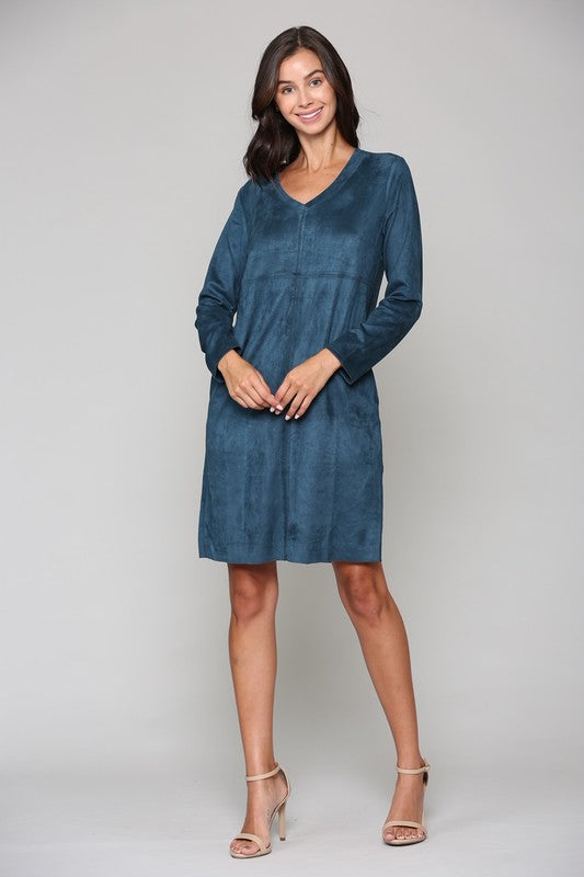 Aurora Suede V Neck with NO Pockets
