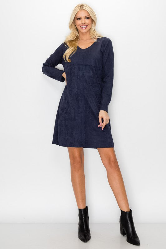 Aurora Suede V Neck with NO Pockets