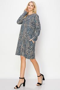 Aurora Suede Round Neck Dress - Jaguar (with pockets or without)