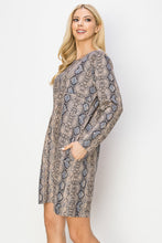 Load image into Gallery viewer, Aurora Suede Round Neck Dress - Snake (with pockets or without)