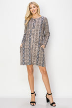 Load image into Gallery viewer, Aurora Suede Round Neck Dress - Snake (with pockets or without)