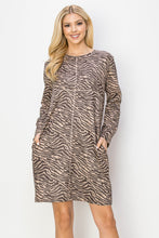 Load image into Gallery viewer, Aurora Suede Round Neck Dress - Zebra (with pockets or without)