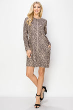 Load image into Gallery viewer, Aurora Suede Round Neck Dress - Zebra (with pockets or without)