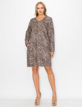 Load image into Gallery viewer, Aurora Suede V Neck Dress - Zebra (with pockets or without)