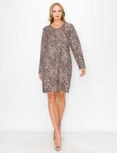 Load image into Gallery viewer, Aurora Suede V Neck Dress - Zebra (with pockets or without)