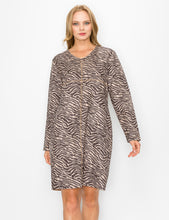 Load image into Gallery viewer, Aurora Suede V Neck Dress - Zebra (with pockets or without)