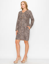 Load image into Gallery viewer, Aurora Suede V Neck Dress - Zebra (with pockets or without)