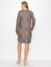 Load image into Gallery viewer, Aurora Suede V Neck Dress - Zebra (with pockets or without)