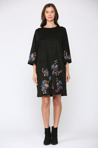 Avery Suede Embroidered Dress