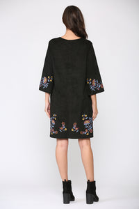 Avery Suede Embroidered Dress