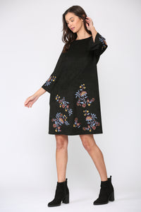 Avery Suede Embroidered Dress