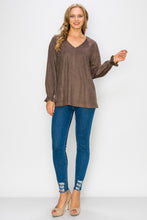 Load image into Gallery viewer, Abigail Stretch Suede Top