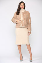 Load image into Gallery viewer, Judy Sherpa Jacket with Braided Ribbon Trim