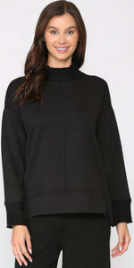 Felisa Knit Top with Ribbed Mock Neck