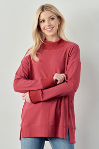 Felisa Knit Top with Ribbed Mock Neck