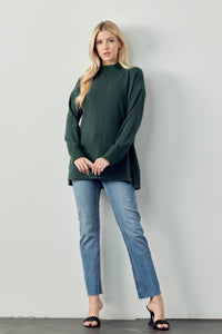 Felisa Knit Top with Ribbed Mock Neck