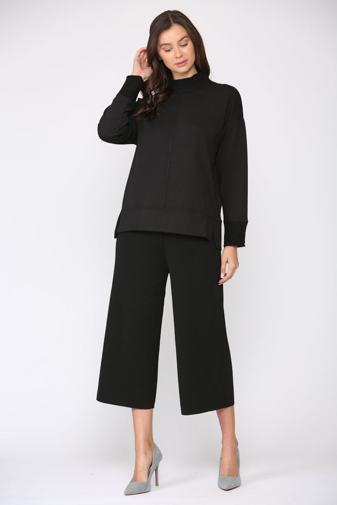Felisa Knit Top with Ribbed Mock Neck