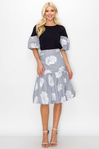 Wynne Cotton Poplin Floral Print Bubble Skirt