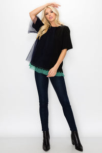 Rina Top with Mesh & Pointe Knit