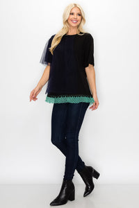 Rina Top with Mesh & Pointe Knit
