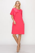 Load image into Gallery viewer, Rena Pointe Knit Front Ruffled Dress