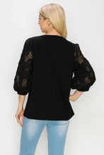Load image into Gallery viewer, Ruth Pointe Knit Top with Lace