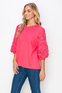 Ruth Pointe Knit Top with Lace