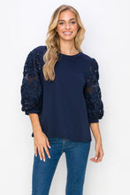 Load image into Gallery viewer, Ruth Pointe Knit Top with Lace