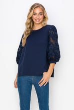 Load image into Gallery viewer, Ruth Pointe Knit Top with Lace