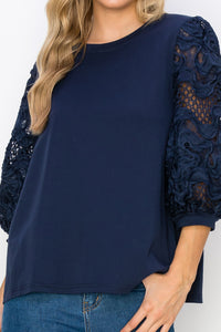 Ruth Pointe Knit Top with Lace