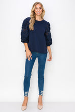Load image into Gallery viewer, Ruth Pointe Knit Top with Lace